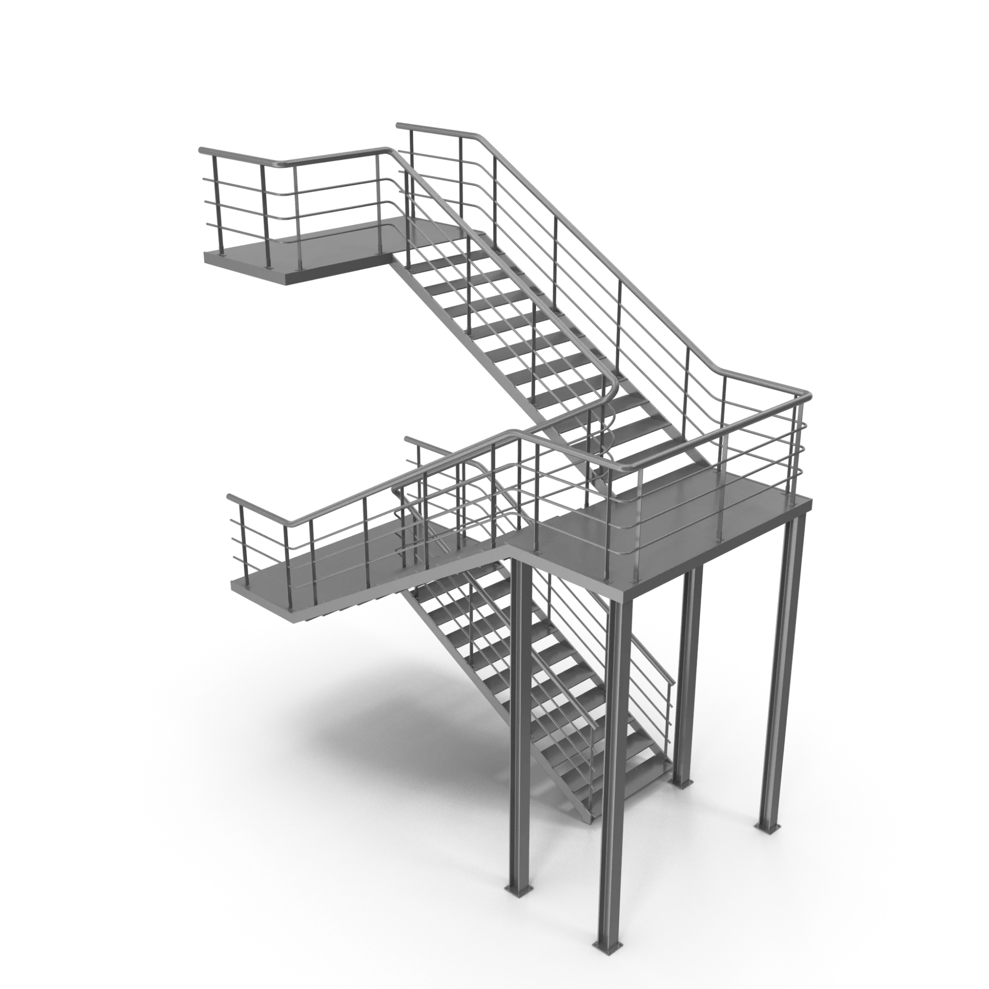A well-designed fire escape staircase with metal construction designed for safety and rapid evacuation